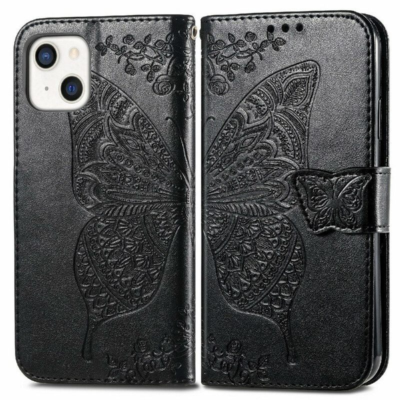 Nahkakotelo iPhone 13 Mini Half Butterflies