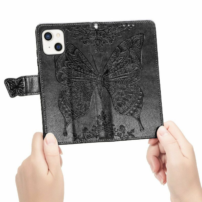 Nahkakotelo iPhone 13 Mini Half Butterflies