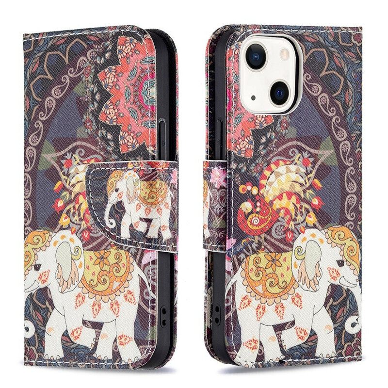 Nahkakotelo iPhone 13 Mini Intian Norsu