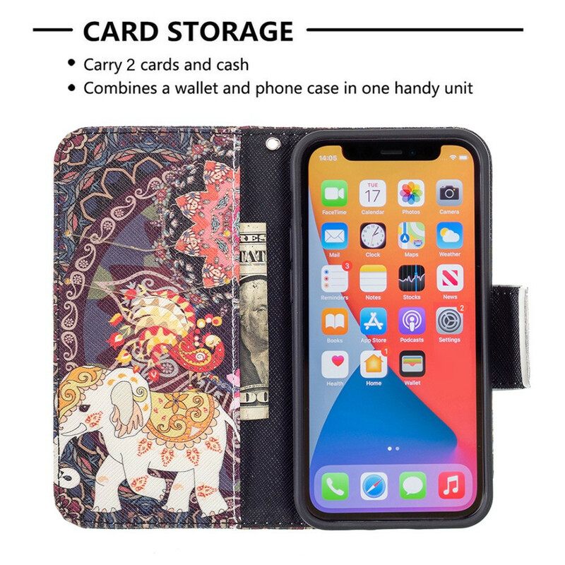 Nahkakotelo iPhone 13 Mini Intian Norsu