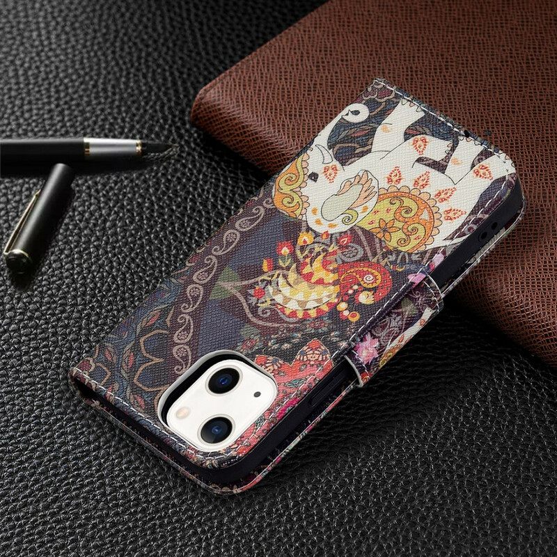Nahkakotelo iPhone 13 Mini Intian Norsu