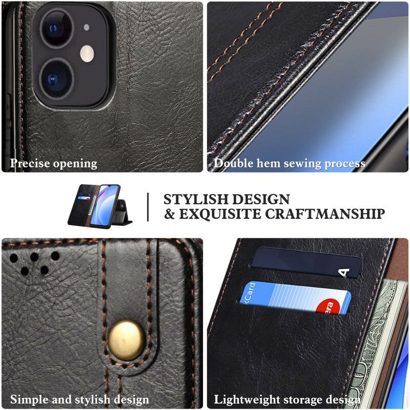 Puhelinkuoret iPhone 13 Mini Kotelot Flip Vahattu Keinonahka