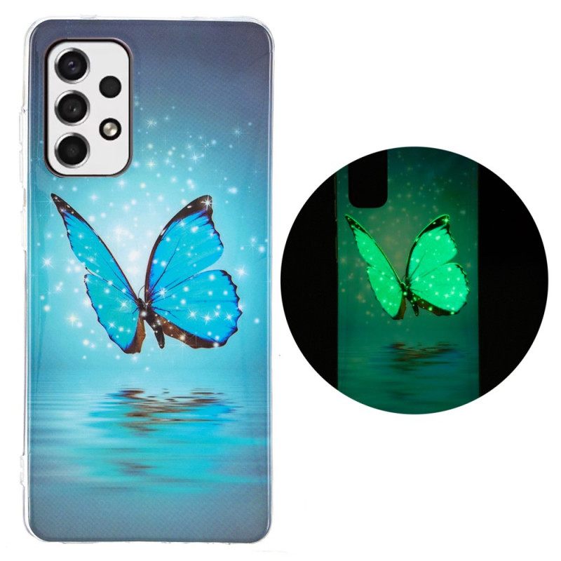 Kuori Samsung Galaxy A33 5G Fluoresoiva Sininen Perhonen