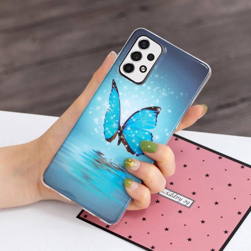 Kuori Samsung Galaxy A33 5G Fluoresoiva Sininen Perhonen