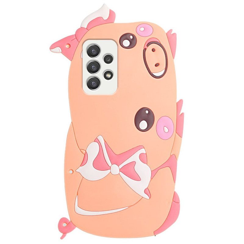 Kuori Samsung Galaxy A33 5G Suojaketju Kuori 3d Pig Hihnalla