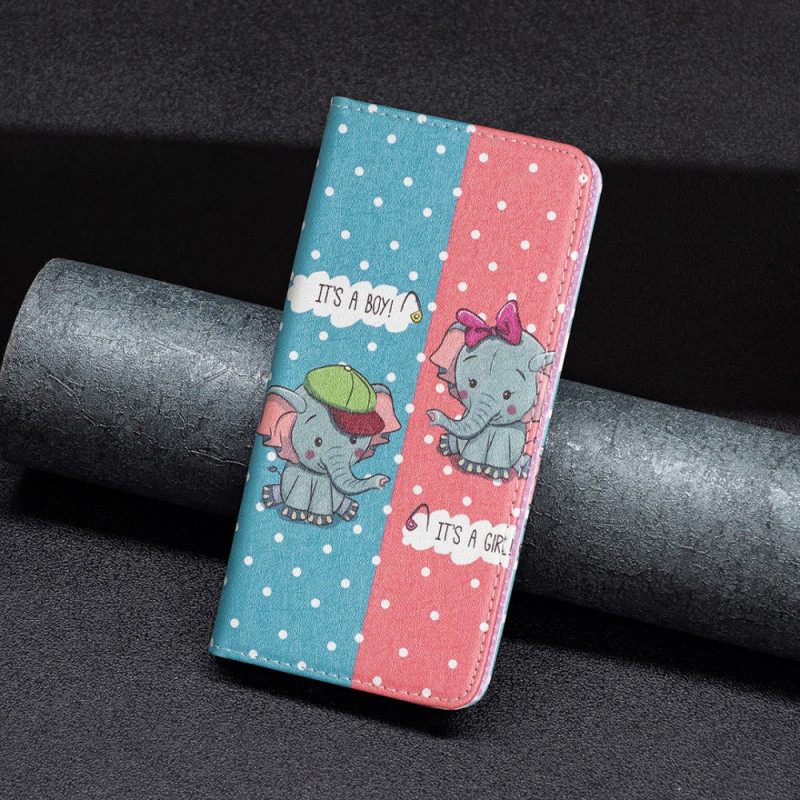 Puhelinkuoret Samsung Galaxy A33 5G Kotelot Flip Baby Elephants