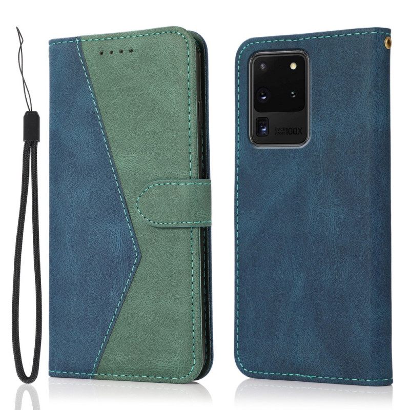 Kotelot Samsung Galaxy S20 Ultra Keinonahkainen Kaksivärinen Kolmio
