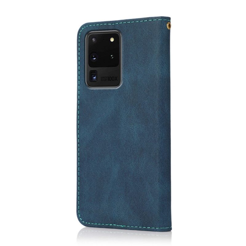 Kotelot Samsung Galaxy S20 Ultra Keinonahkainen Kaksivärinen Kolmio