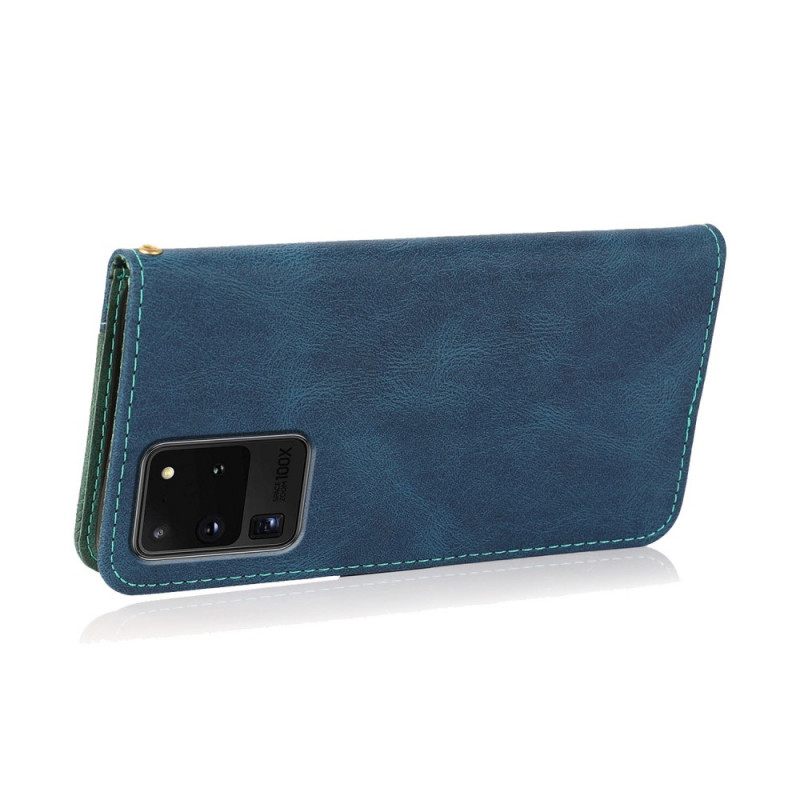 Kotelot Samsung Galaxy S20 Ultra Keinonahkainen Kaksivärinen Kolmio