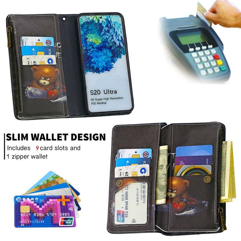 Kotelot Samsung Galaxy S20 Ultra Vetoketjullinen Pussikarhu