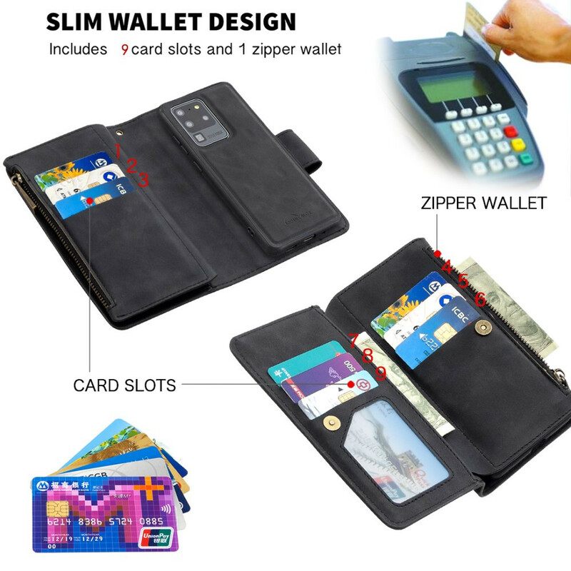 Kuori Flip Case Samsung Galaxy S20 Ultra Irrotettava Vetoketju