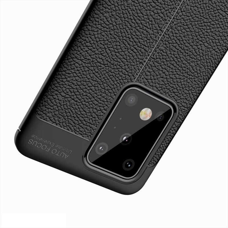 Kuori Samsung Galaxy S20 Ultra Double Line Litchi Leather Effect