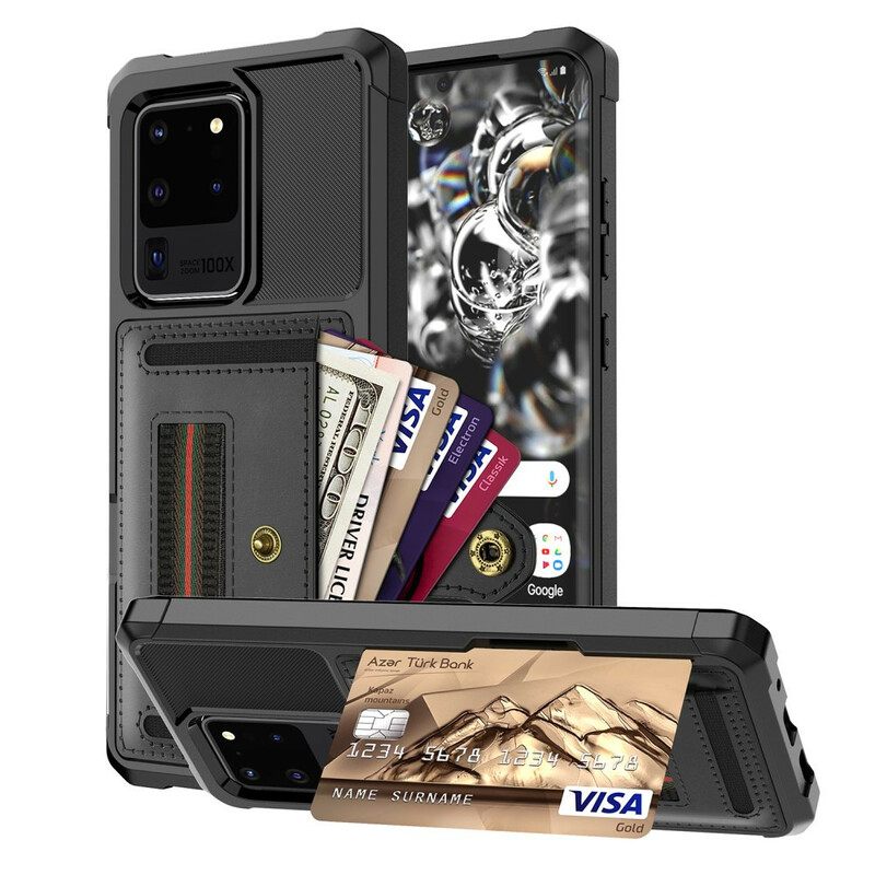 Kuori Samsung Galaxy S20 Ultra Korttipidike Ja Joustava Hihna