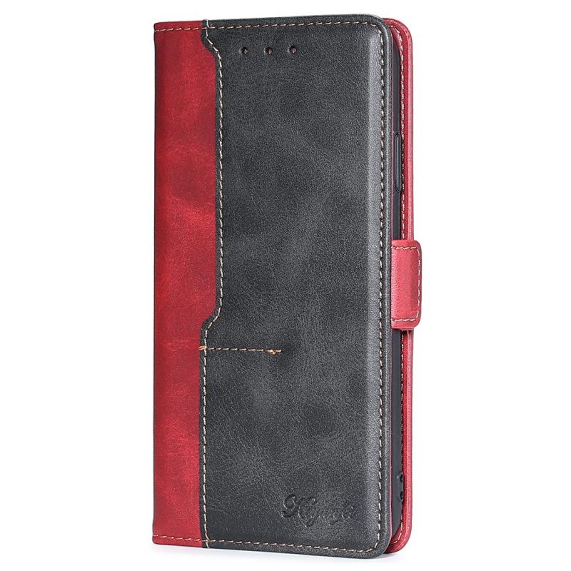 Flip Case Samsung Galaxy S22 5G Kaksisävyinen Keinonahka