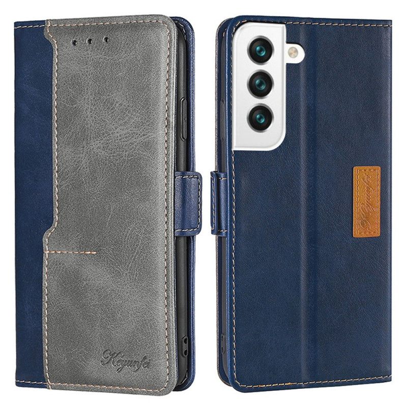 Flip Case Samsung Galaxy S22 5G Kaksisävyinen Keinonahka