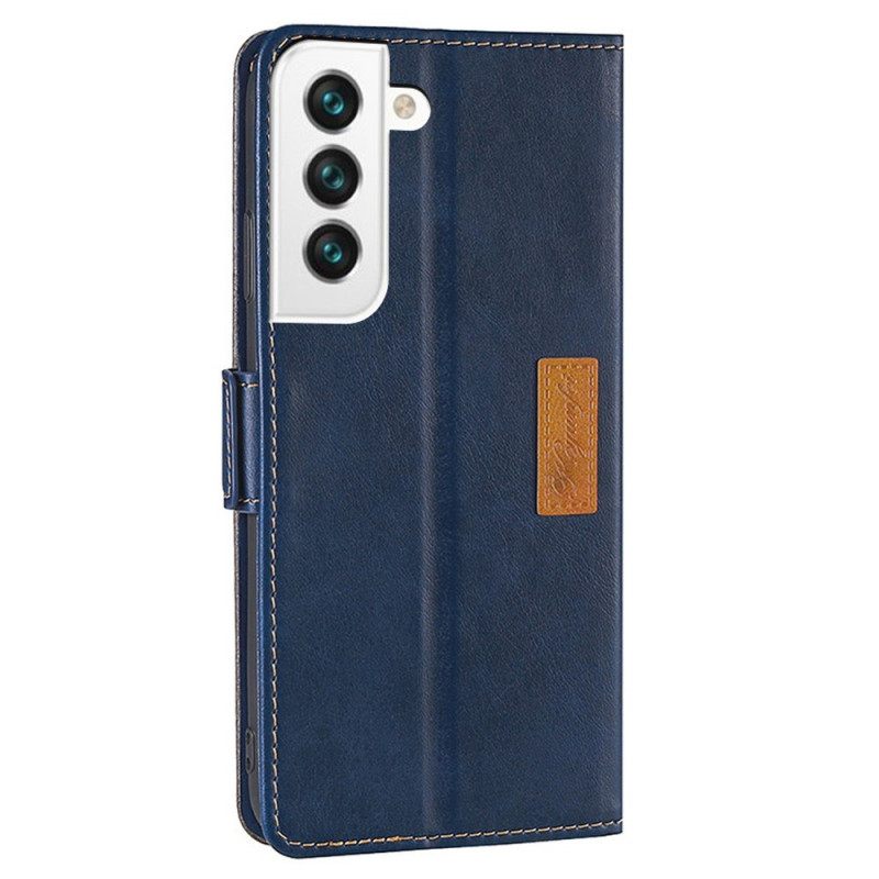 Flip Case Samsung Galaxy S22 5G Kaksisävyinen Keinonahka