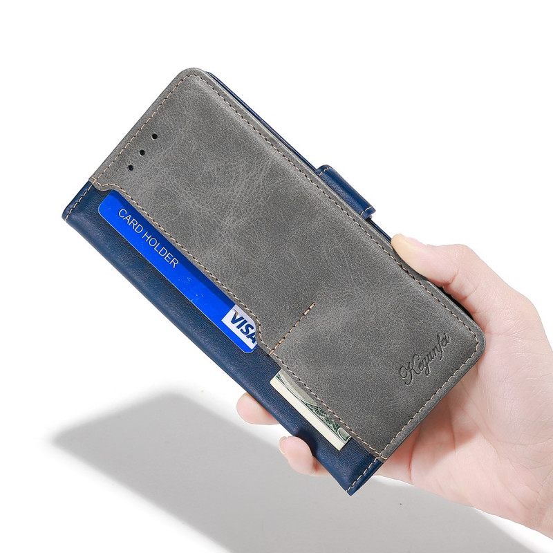 Flip Case Samsung Galaxy S22 5G Kaksisävyinen Keinonahka