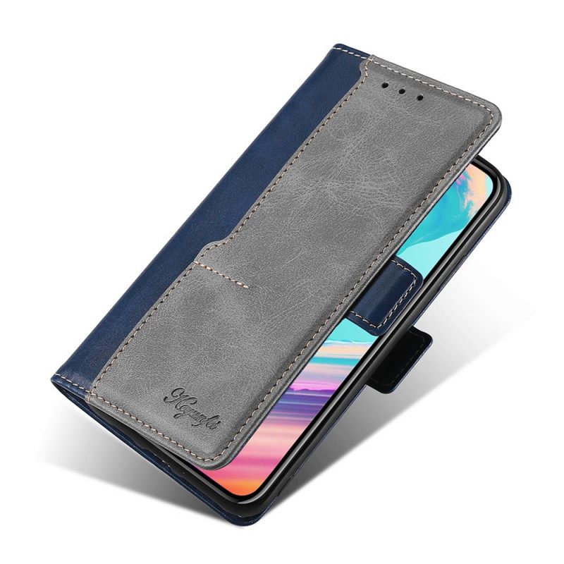 Flip Case Samsung Galaxy S22 5G Kaksisävyinen Keinonahka