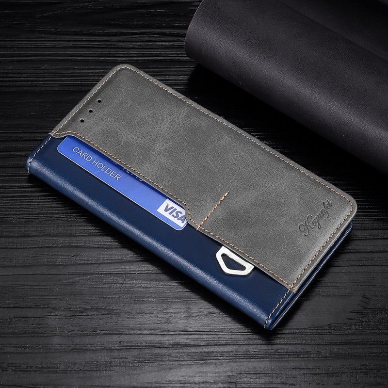 Flip Case Samsung Galaxy S22 5G Kaksisävyinen Keinonahka