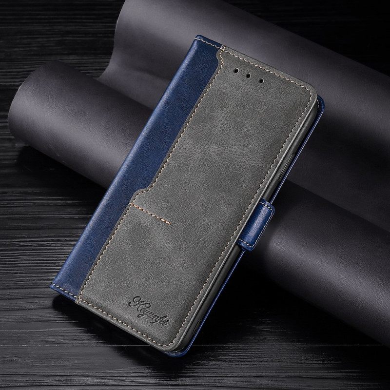 Flip Case Samsung Galaxy S22 5G Kaksisävyinen Keinonahka