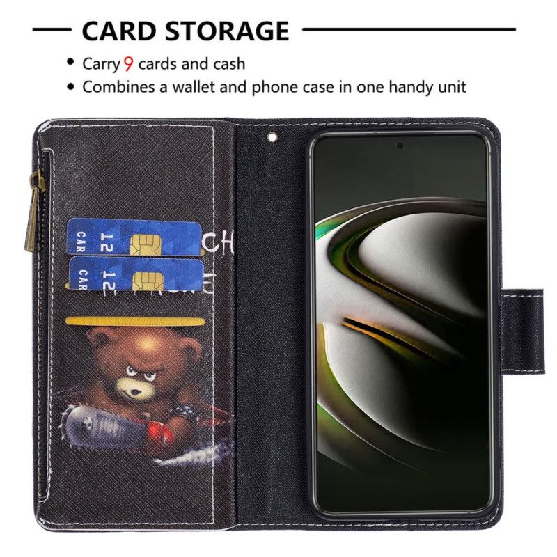Kotelot Samsung Galaxy S22 5G Vetoketjullinen Pussikarhu
