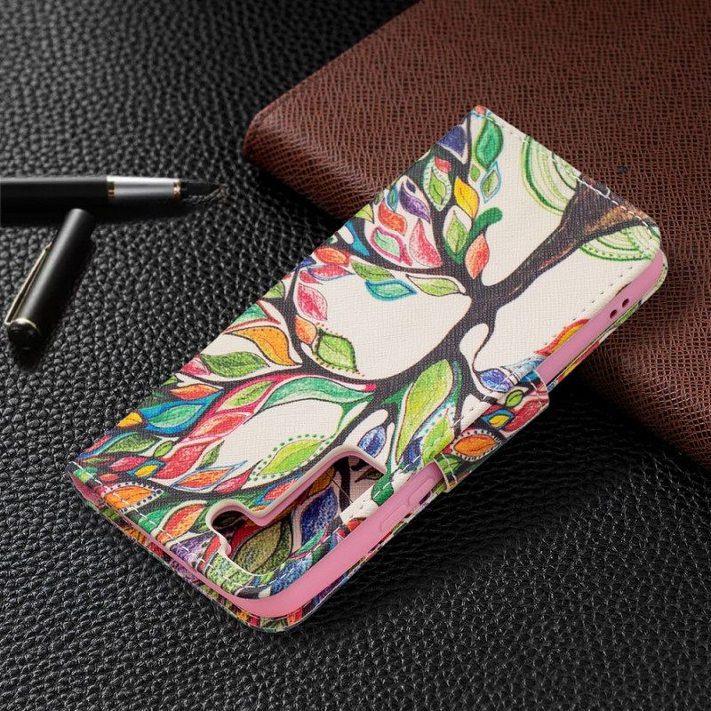 Nahkakotelo Samsung Galaxy S22 5G Värikäs Puu