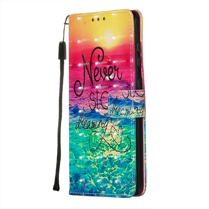 Nahkakotelo Samsung Galaxy A71 Älä Koskaan Lakkaa Haaveilemasta