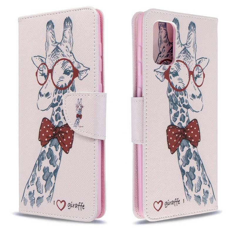 Nahkakotelo Samsung Galaxy A71 Brainy Giraffe