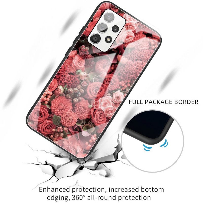 Case Samsung Galaxy A53 5G Tempered Glass Rose Flowers