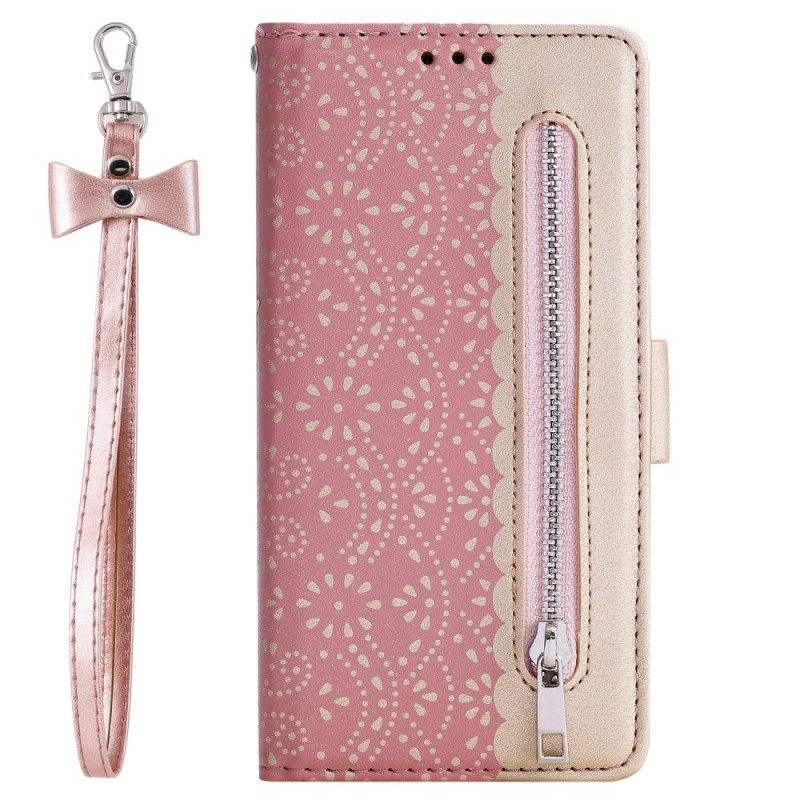 Flip Case Samsung Galaxy A53 5G Suojaketju Kuori Lace Strap Kolikkokukkaro
