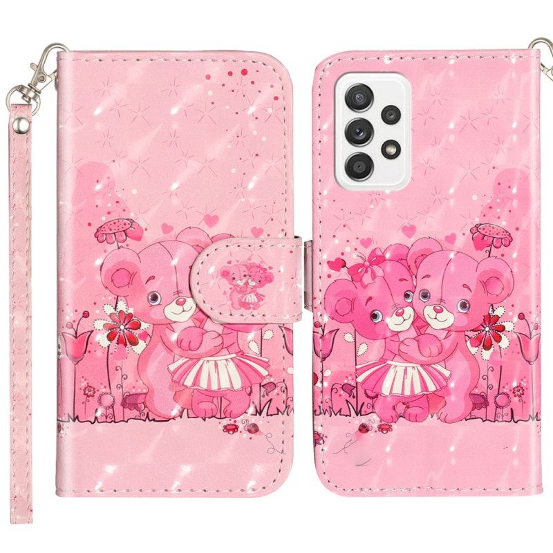 Flip Case Samsung Galaxy A53 5G Suojaketju Kuori Nallekarhut