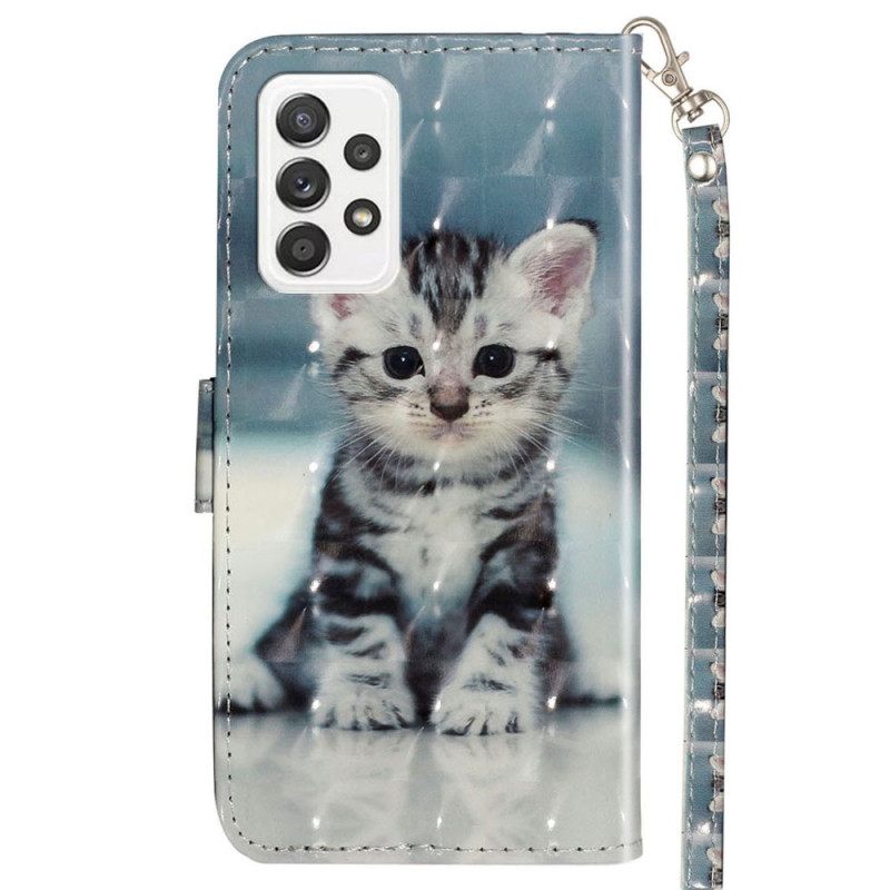 Kotelot Samsung Galaxy A53 5G Suojaketju Kuori Kitten Hihnalla