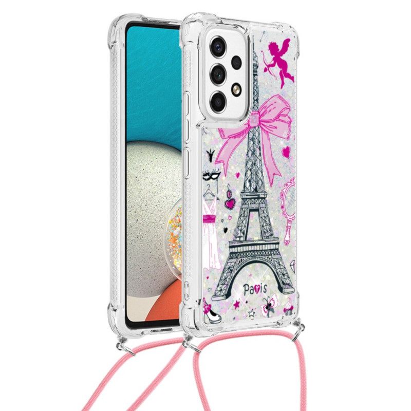 Kuori Samsung Galaxy A53 5G Kiristysnyörillä Cordon Eiffel Towerissa