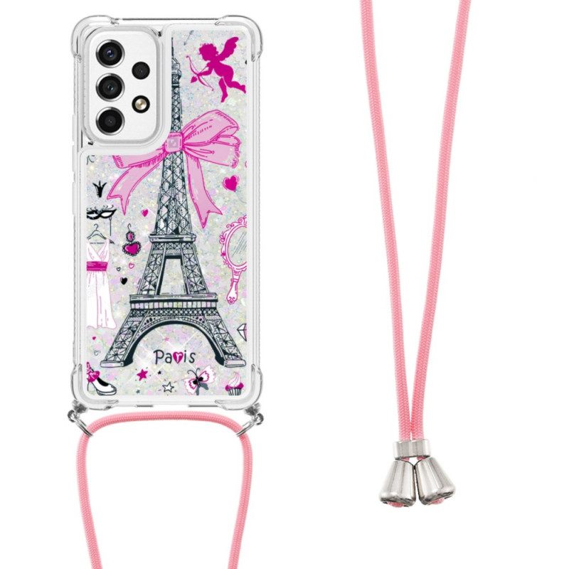 Kuori Samsung Galaxy A53 5G Kiristysnyörillä Cordon Eiffel Towerissa