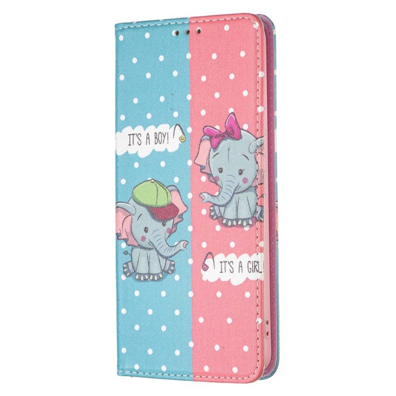 Puhelinkuoret Samsung Galaxy A53 5G Kotelot Flip Baby Elephants