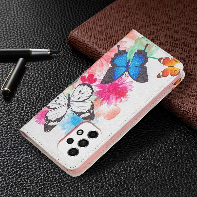 Puhelinkuoret Samsung Galaxy A53 5G Kotelot Flip Värikkäät Perhoset