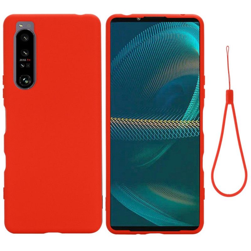 Case Sony Xperia 1 IV Suojaketju Kuori Nestemäinen Silikonihihna