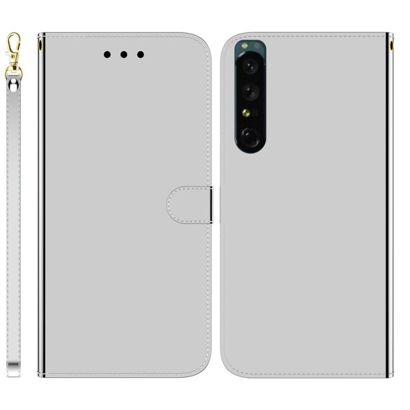 Flip Case Sony Xperia 1 IV Suojaketju Kuori Keinonahkainen Peilihihna