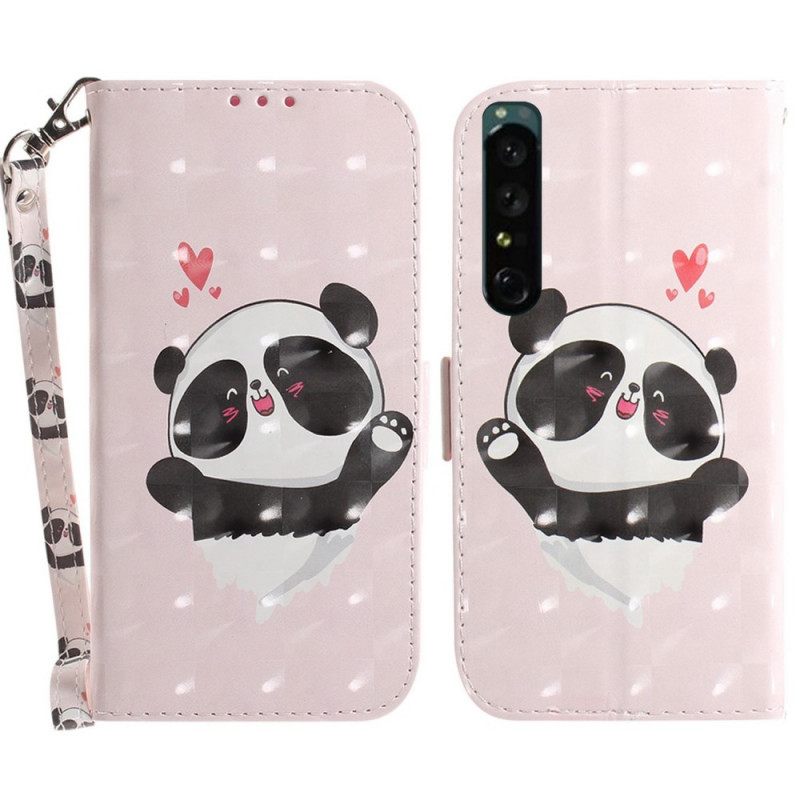 Kotelot Sony Xperia 1 IV Suojaketju Kuori Pikku Panda Kaulanauhalla