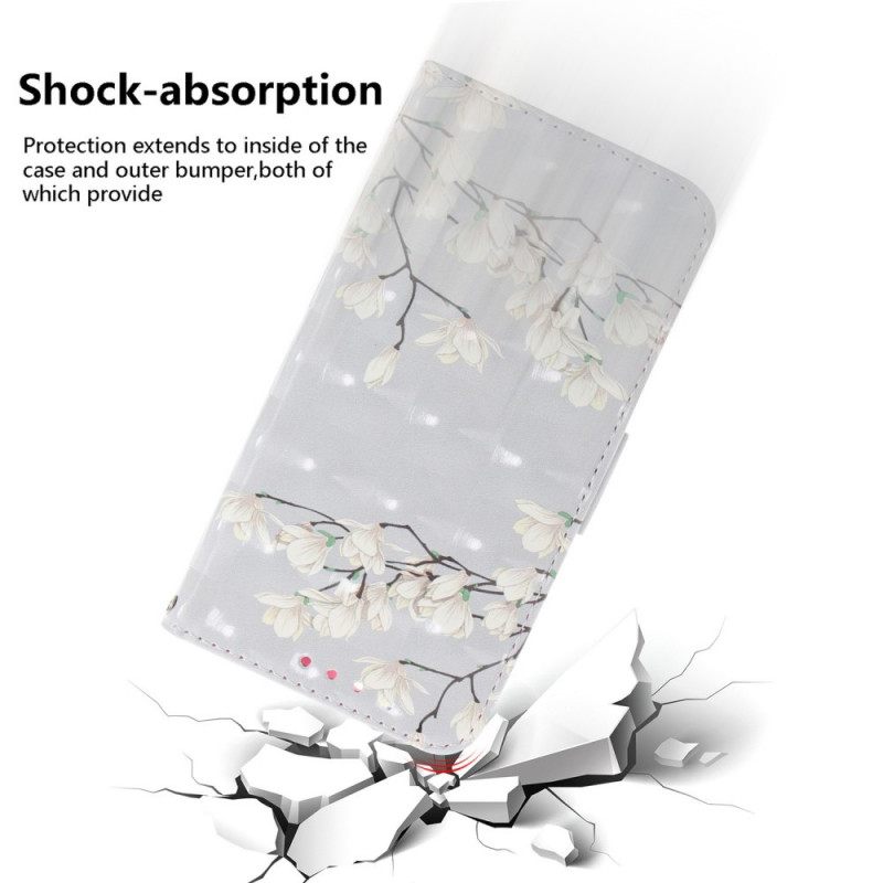 Kotelot Sony Xperia 1 IV Suojaketju Kuori White Strap Flowers