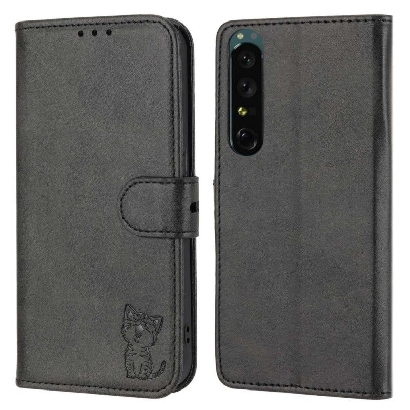 Nahkakotelo Sony Xperia 1 IV Liian Söpö Kissa