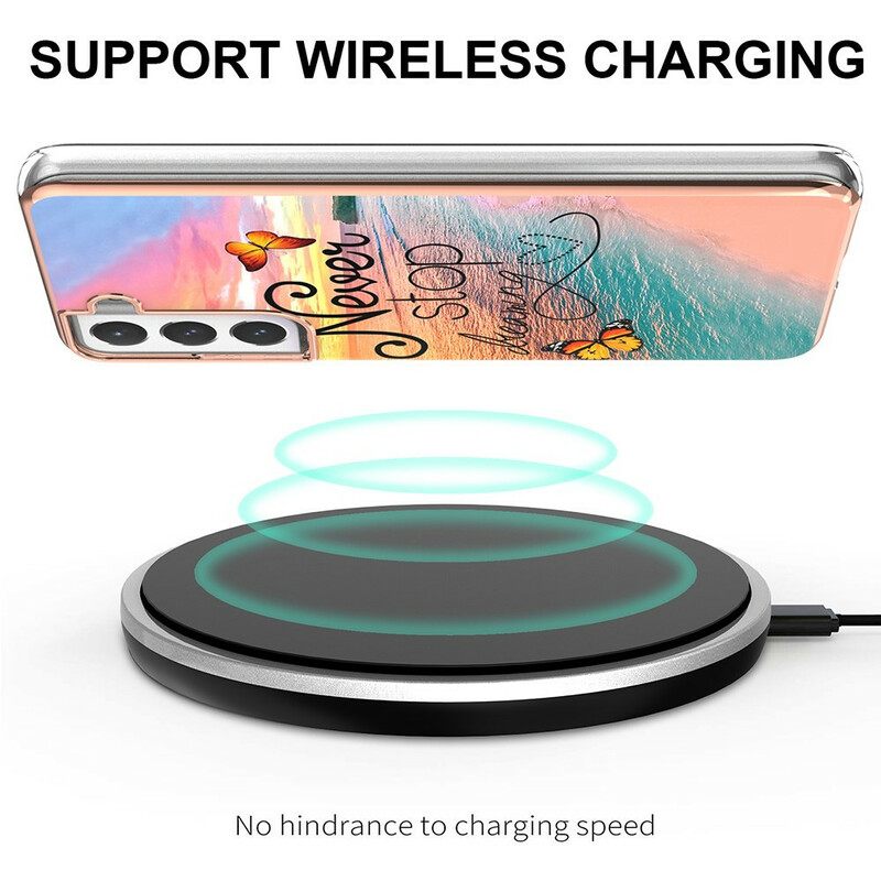 Case Samsung Galaxy S21 FE Älä Koskaan Lopeta Unelmoivia Perhosia