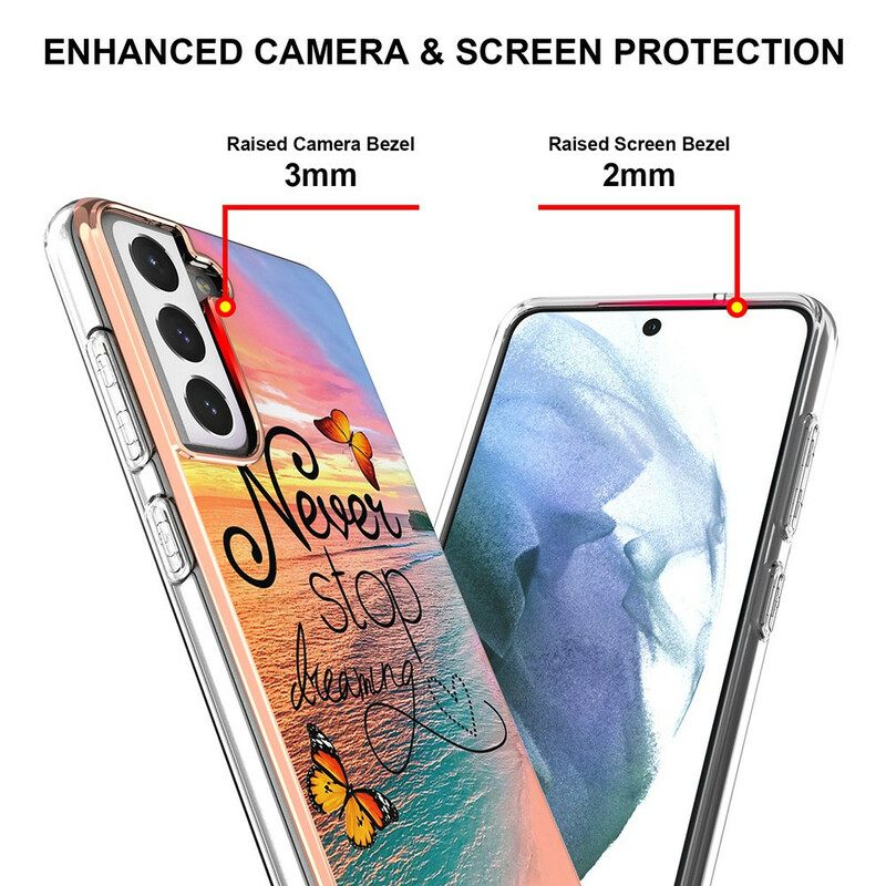 Case Samsung Galaxy S21 FE Älä Koskaan Lopeta Unelmoivia Perhosia