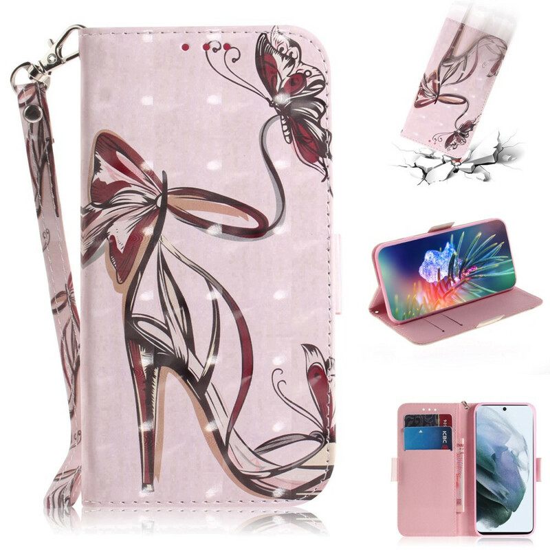 Flip Case Samsung Galaxy S21 FE Suojaketju Kuori Strappy Pump