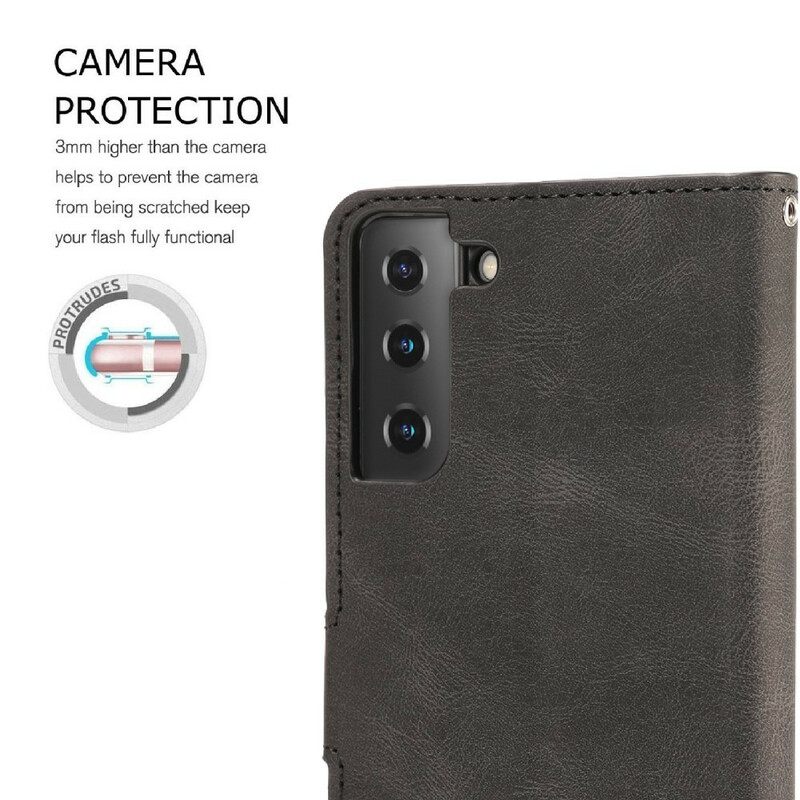 Kotelot Samsung Galaxy S21 FE Suojaketju Kuori Nahkainen Efektihihna