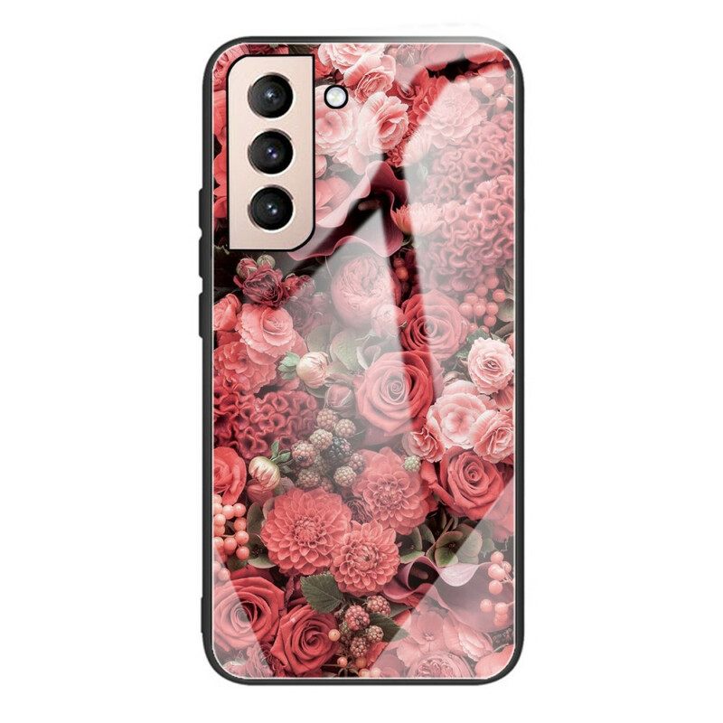 Kuori Samsung Galaxy S21 FE Tempered Glass Rose Flowers