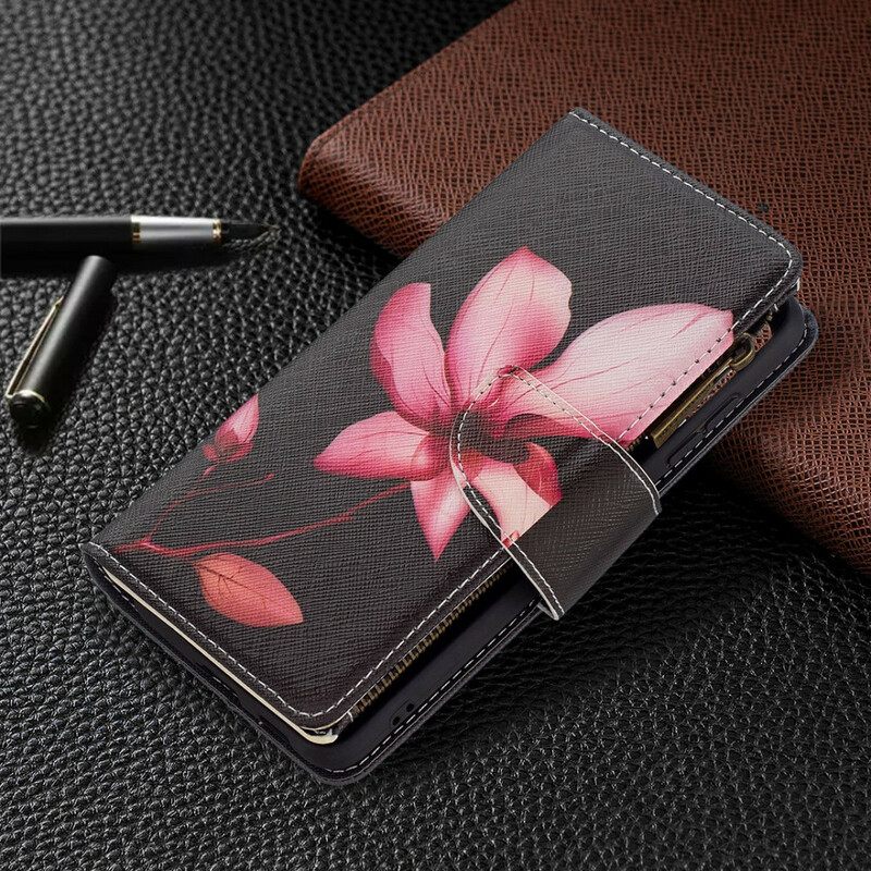 Nahkakotelo Samsung Galaxy S21 FE Flower Vetoketjullinen Tasku