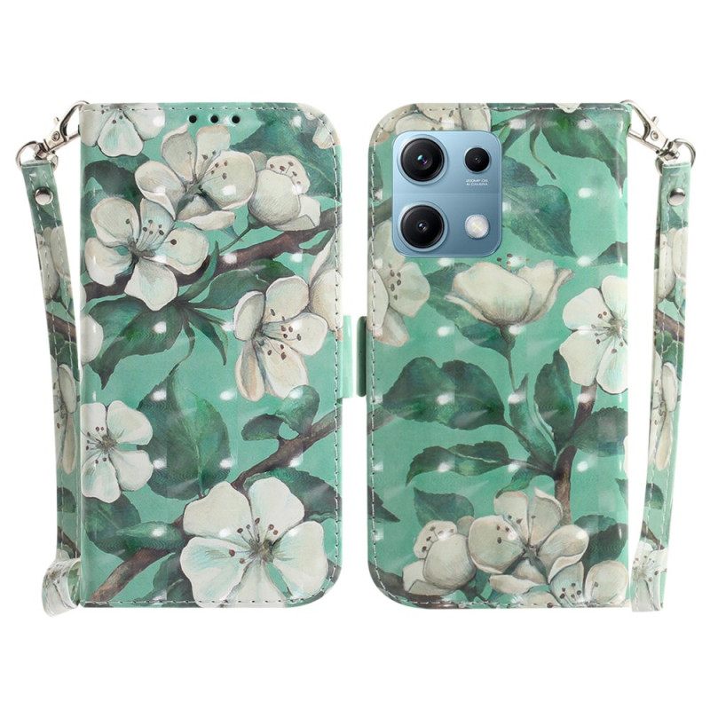 Kotelot Xiaomi Redmi Note 14s Valkoiset Kukat Ja Nauha