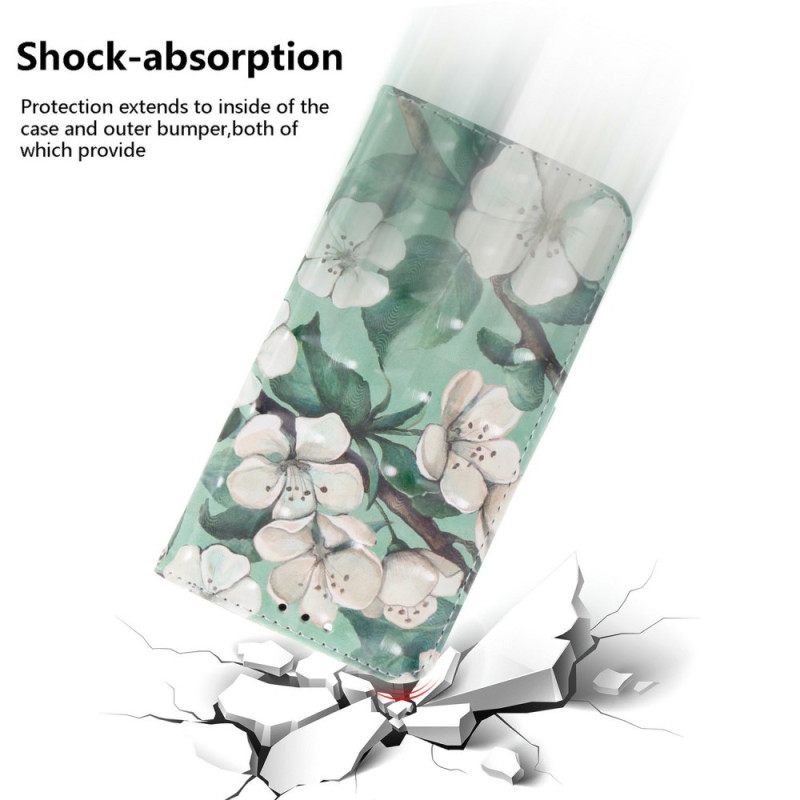 Kotelot Xiaomi Redmi Note 14s Valkoiset Kukat Ja Nauha