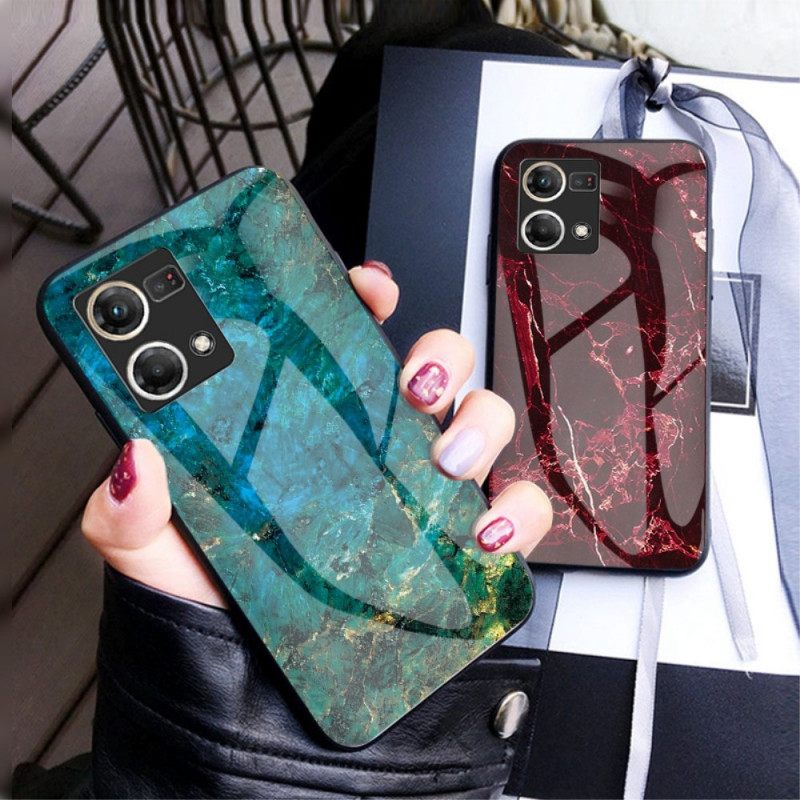 Case Oppo Reno 7 Marble Tempered Glass